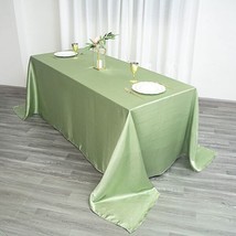 Sage Green 90X132&quot;&quot; Rectangle Satin Tablecloth Wedding Party Home Banquet Linens - £17.96 GBP