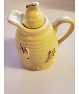 Vintage Pottery Yellow Bee Hive Honey Pot with Lid - Made In USA - £6.41 GBP