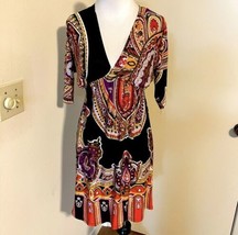 Cristina Loves Stretch Dress Multi Color Paisley/Tribal Pattern Size S - £6.74 GBP
