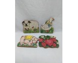 Vintage Wooden Handmade Magnets Pig Strawberries Duck Sheep Diane Vovent... - £34.73 GBP