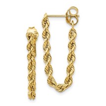 14K Yellow Gold Hollow Rope Earrings - £146.59 GBP
