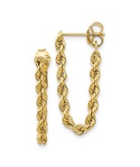14K Yellow Gold Hollow Rope Earrings - £146.15 GBP