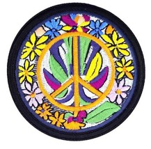 Peace Sign Flower Child - Hippie Iron On Sew On Embroidered Patch 3&quot;x 3&quot; - £4.65 GBP