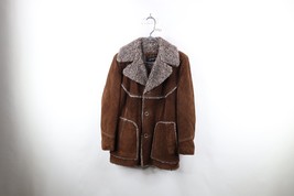 Vintage 60s 70s Mens 38 Suede Leather Fleece Lined Marlboro Man Rancher Jacket - £123.87 GBP