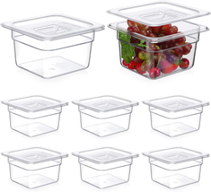 Sieral Clear 1/6 Size Food Pan Restaurant Containers with Lids Square Ca... - £56.03 GBP