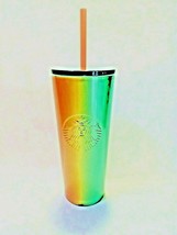 Starbucks Rainbow Irredescent  Cold Cup Tumbler Stainless  16 Oz  2020 P... - £17.29 GBP