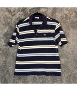 Lacoste Polo Shirt Mens Size 4 Striped Navy Blue Preppy Rugby Nautical S/S - $17.49