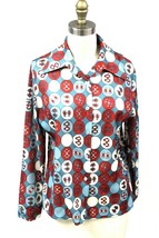 Vintage 70s Disco Shirt Penguin Pairs Print Retro Knit Polyester Blouse M - $77.22