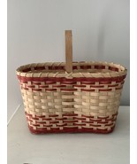 Woven Gathering Basket Country Farmhouse Decor Handle Divided Two Tone Red - £31.13 GBP