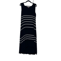 Vince Camuto Womens 1X Tank Maxi Dress Black White Stripe Sleeveless Str... - $32.71