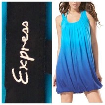 EXPRESS turquoise blue ombré silk sleeveless dress - £24.03 GBP