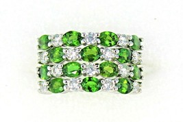 Green Quartz and White Topaz Ring 5.5 g Real Solid Sterling Silver 925 S... - $147.00