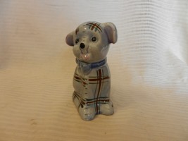 Vintage Blue Ceramic With Plaid Stripes Dog Planter Pen Holder from Japan - £39.96 GBP