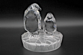 Italian Royal Crystal Rock Glass Ornament Penguins Sculpture made in Ita... - $12.79