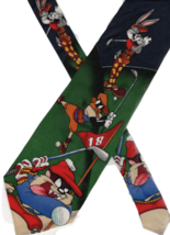 Necktie Novelty 4x60 LOONEY TUNES MANIA silk golf Bugs Daffy Taz vintage 1990s - £14.12 GBP