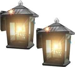 2 Pack Solar Wall Lights Outdoor, Dusk To Dawn Motion Sensor Solar Porch... - £34.49 GBP