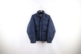 Vintage 70s Streetwear Mens Medium Blank Duck Down Fill Puffer Jacket Bl... - £70.04 GBP