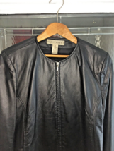 Vintage Apostrophe - Women’s Black 100% Soft  Genuine Leather Jacket Size 16 - £60.10 GBP