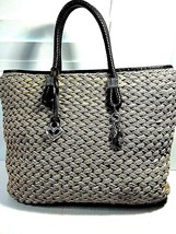 BRIGHTON MEDIUM TAN MULTI STRAW Braided Leather CHARMS SHOULDER BAG/PURSE - $34.64