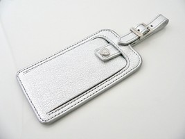 Tiffany and Co Silver Leather Luggage Tag Textured Gift Golf Bag Tag Traveler - £134.29 GBP