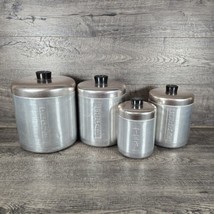 Vintage Mid Century Spun Aluminum Ware Canister Flour Sugar Coffee Tea - £34.43 GBP