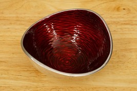 Simply Designz Red Enamel Lined Aluminum Metalware Nut Candy Serving Bowl - $12.86