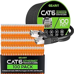 GearIT 100Pack 1ft Cat6 Ethernet Cable &amp; 100ft Cat6 Cable - £253.72 GBP