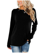Women&#39;s Solid Basic Black Long Sleeve Sweater Top Casual 2XL Shirt Blous... - £9.47 GBP