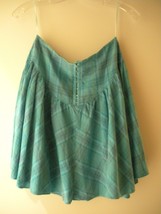 Ladies Mini Skirt Size M Drop Waist Hook Closure Flared Bottom Turquoise Plaid - $8.99