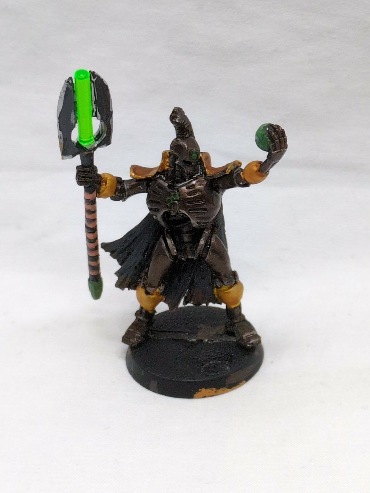 Warhammer 40k Metal Necron Overlord High Lord Miniature Green Rod - $59.39