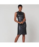 Spanx Leather-Like Combo Sheath Black Dress Size Med Luxe Black - $632.97 MXN