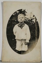 RPPC Serious Looking Boy w/ Big Bow Hagerstown Md Family Est Postcard K2 - £11.95 GBP