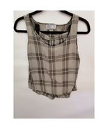 Created by Stella Casual Wear women small green white plaid blouse short... - $21.95