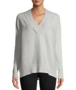 Time And Tru Women&#39;s V Neck Pullover Sweater SMALL (4-6) Light Grey New - £15.33 GBP