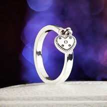 2018 Valentine Release  925 Sterling Silver Heart Padlock Love Lock Ring  - £13.49 GBP