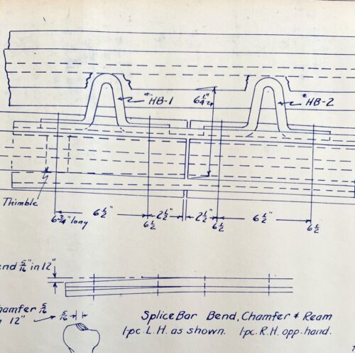 Primary image for 1950 Railroad Bangor Aroostook Switch Rail Heel Fittings Blueprint F18 DWDD15