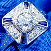 Earth mined Diamond Deco Platinum Engagement Ring Antique Filigree Solitaire 5.2 - $8,370.40 CAD