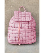 Pink Solid Flapped Quilted Puffer Backpack - $46.03