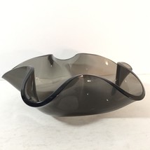 Vintage Lucite Plexiglass Bowl Acrylic w Polished Edges Black Dark Grey Gray - £15.81 GBP