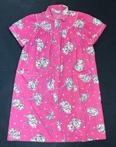 Vintage Pink Floral Peter Pan Collar Short Sleeve House Coat Small Grand... - £7.12 GBP