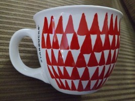 Starbucks 2016 Geometric Red Christmas Tree White Coffee Mug Cup 14 oz - £16.61 GBP