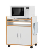 Costway Rolling Kitchen Trolley Microwave Cart Storage Cabinet w/Removab... - £99.86 GBP
