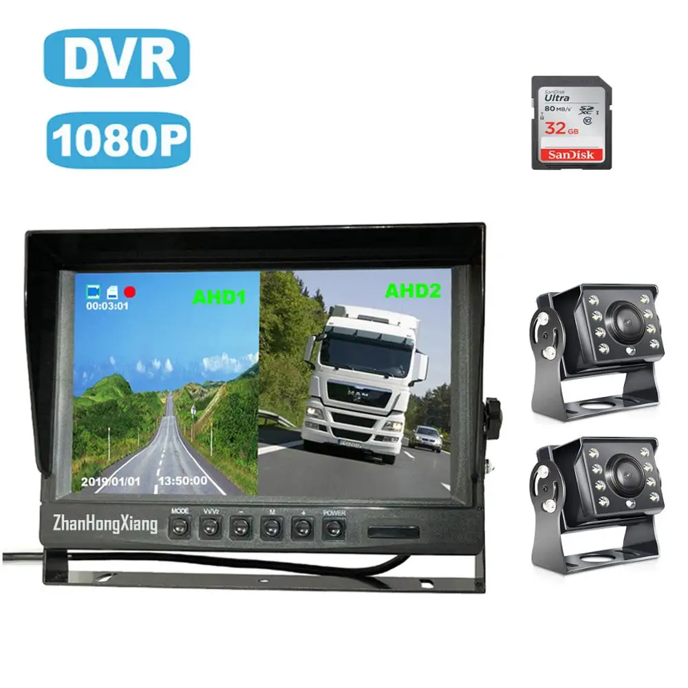 9&quot; IPS Car Rear View DVR Monitor System + HD 1080P 4Pin 8LED IR Night Vision - £30.12 GBP+
