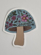 Blue Top Mushroom with Flower Coloring Sticker Decal Beautiful Embellish... - £2.29 GBP