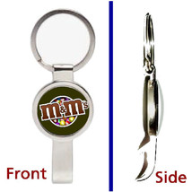 M&amp;Ms M and Ms Candy Pendant or Keychain silver tone secret bottle opener - $12.47