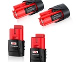 4 Pack Replacement For Milwaukee M12 Battery 3.0Ah 12 Volt Battery Compa... - £60.09 GBP