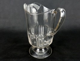 Footed Glass Water Pitcher, Patterned Spout &amp; Lower Body, 1880s EAPG, An... - £39.12 GBP