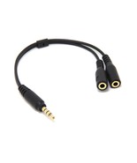 NEW Male 3.5mm Headset to Dual Female Y-Splitter CABLE Mic Adapter 4-Pol... - £4.39 GBP