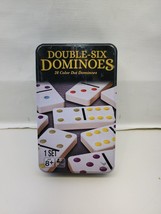 Cardinal Double Six 28 Color Dot Dominoes in tin Open Box - £11.20 GBP