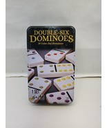 Cardinal Double Six 28 Color Dot Dominoes in tin Open Box - £11.04 GBP